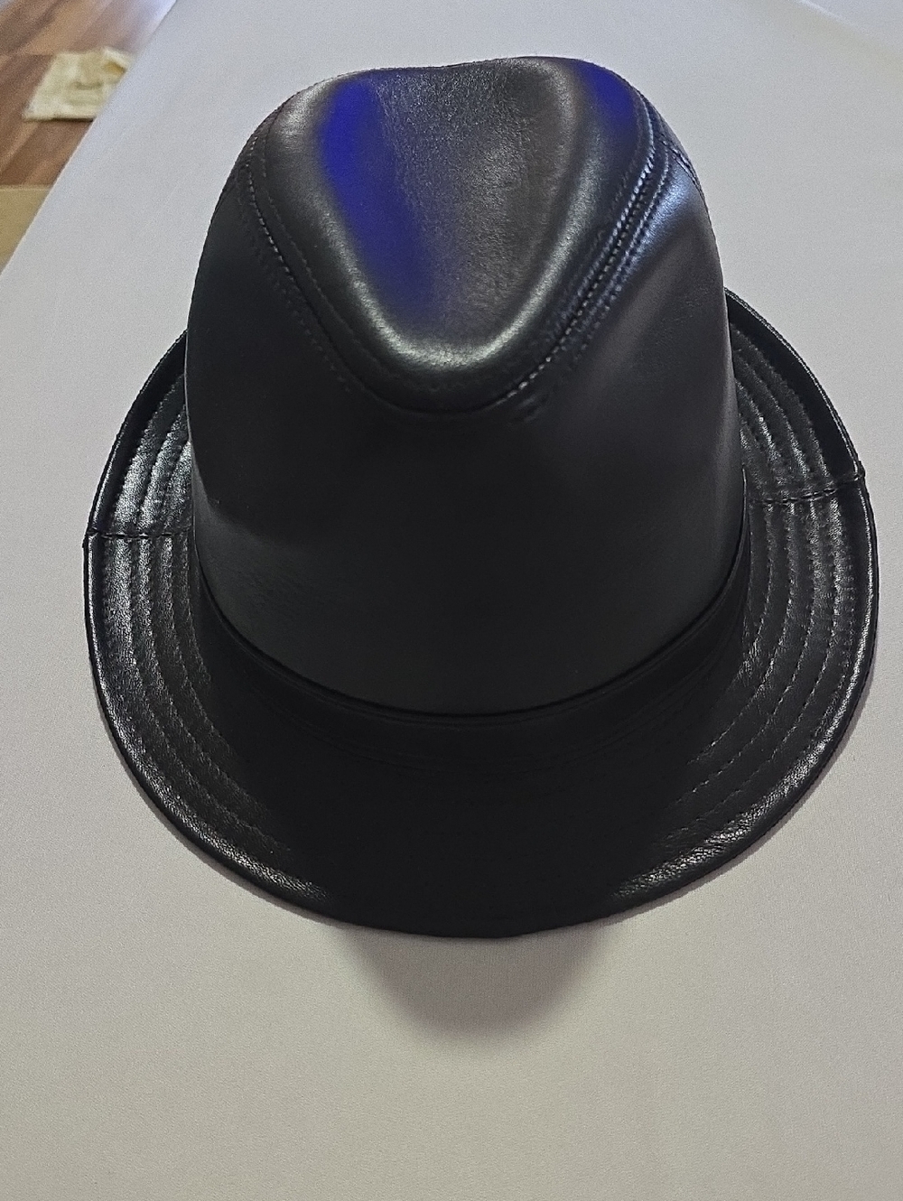 Classic Dark Brown Leather Fedora Hat